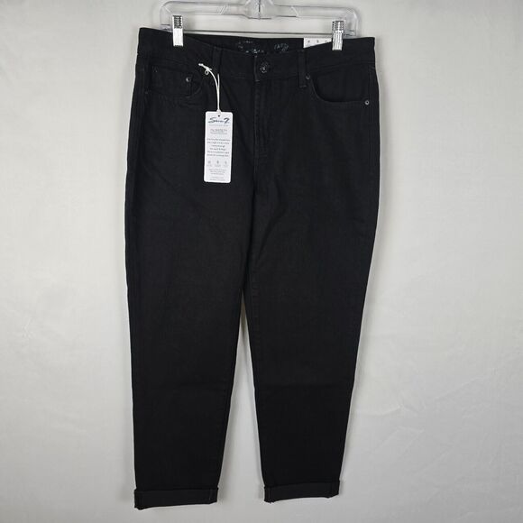 Seven7 Jeans Women's 4 Black Marilyn Relaxed Boyfriend Roll Cuff High Rise NWT - Picture 1 of 16